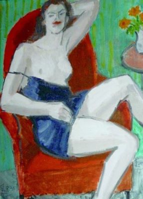 pictură - Pallady, Theodor; Nud în combinezon negru