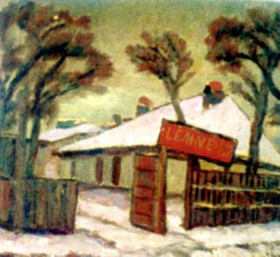 pictură - Ghiață, Dumitru; Peisaj de iarnă (Depozit de lemne)
