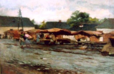 pictură - Deák, Ébner Lajos; Târg după ploaie