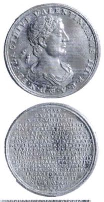 Medalie dedicată împăratului Valentinian III