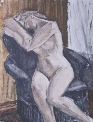 pictură - Pallady, Theodor; Nud pe fotoliu albastru