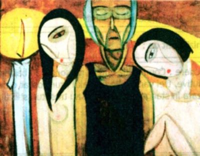 pictură - Brauner, Victor; Bătrână între două fete