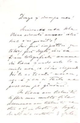 scrisoare - Mureșianu, A. Aurel; Aurel Mureșianu către soția sa, Elena Mureșianu