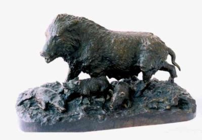 sculptură - Fratin, Cristophe; Mistreț cu pui