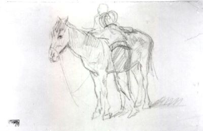 grafică - Grigorescu, Nicolae; Țărancă lângă un cal