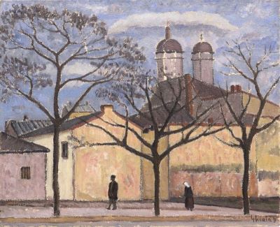 pictură de șevalet - Ghiață, Dimitrie; Peisaj cu biserică