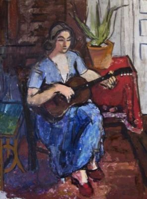 pictură - Ciucurencu, Alexandru; Femeie cu chitara