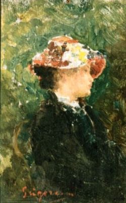 pictură - Grigorescu, Nicolae; Tânără cu pălărie