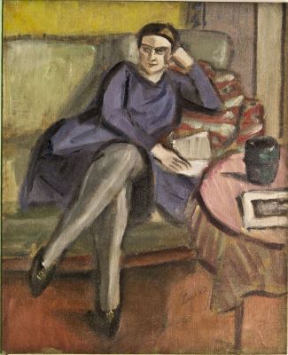 pictură de șevalet - Pallady, Theodor; Femeie în albastru pe canapea