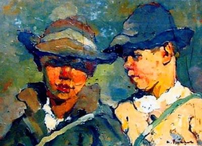 pictură - Băeșu, Aurel; Doi copii