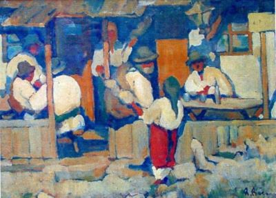 pictură - Băeșu, Aurel; Șezătoare