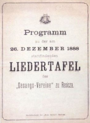 Clubul de Muzică din Reșița; Program de cântece al Clubului de Muzică din Reșița pentru ziua de 26 decembrie 1888