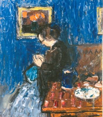 pictură - Ciucurencu, Alexandru; Femeie cusând