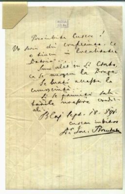 scrisoare - Brândușianu, Iacob; Brândușianu Iacob către Mureșianu Aurel