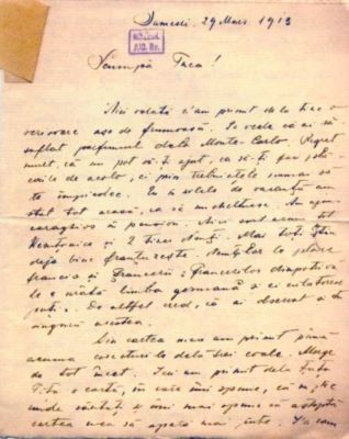 scrisoare - Mureșianu, A. Aurel; Mureșianu A. Aurel către sora sa, Elena Aida