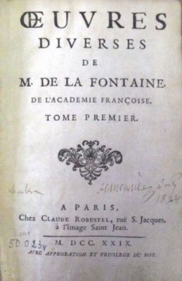 carte - La Fontaine, Jean de; Oeuvres diverses