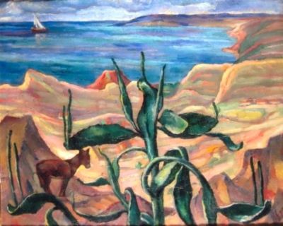 pictură de șevalet - Eder, Hans; Peisaj marin cu cactuși