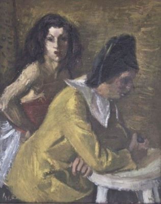 pictură - Iser, Iosif; Arlechin și colombină
