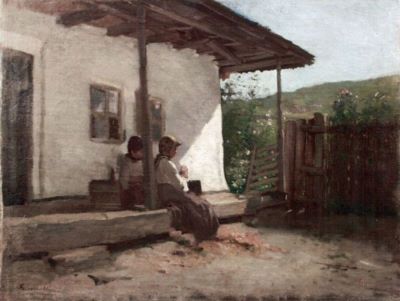 pictură - Grigorescu, Nicolae; Pe prispă