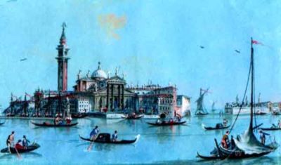 desen - Guardi, Giacomo; Vederea Bazilicii San Giorgio și a canalului Giudecca