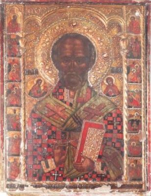 icoană; Sfântul Nicolae cu scene din viață