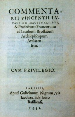 carte - Lupanus, Vincentius; De magistratibus