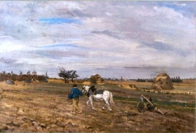 pictură - Andreescu, Ion; La arat