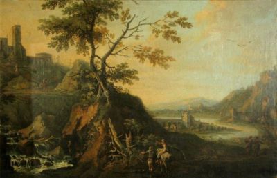 pictură - Steinwald, Anton; Peisaj muntos cu ruine; pandant: Peisaj stâncos cu ruine