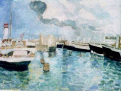 pictură - Popescu, Vasile; Portul Constanța