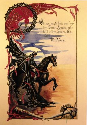 grafică - Beller, Lucia; călăreț cu mantie roșie