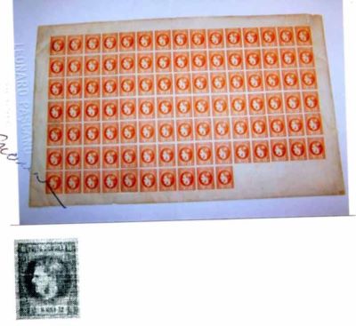 Poșta Română; Coală de timbre Carol I cu favoriți 2 bani orange