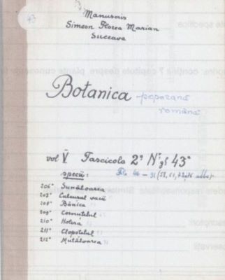 manuscris; Botanica poporană română vol. V, fascicola 2, specii: Sunătoarea, Culcușul vacii, Cornuțelul, Clopoțelul, Mutătoarea