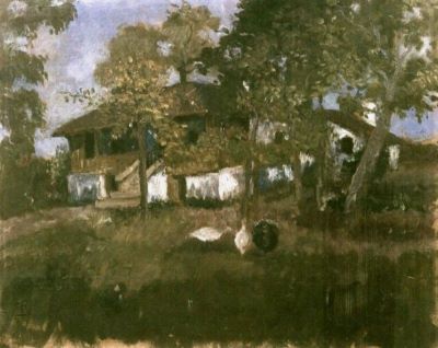 pictură - Pallady, Theodor; Case la Bucium