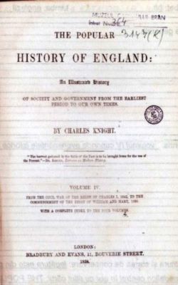 carte - Charles Knight; The popular history of England; an illustrated historry of society and Government from the earliest period to our own times