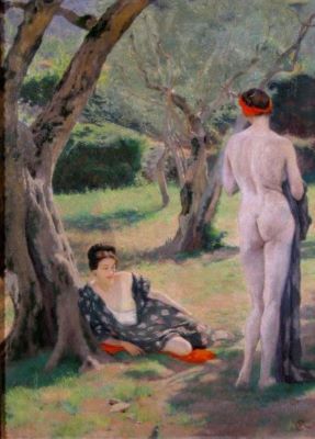 pictură - Coulin, Arthur; În păduricea de măslini