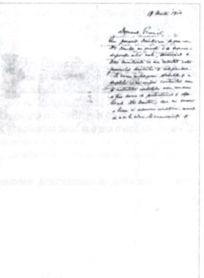Cantacuzino, G.M.; Scrisoare manuscris G.M. Cantacuzino (Hoișeșeti, 19 martie 1910) adresată lui N. Gane (primar lași)