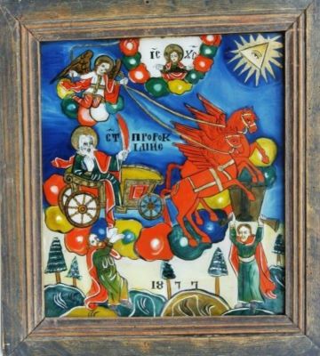 icoană pe sticlă - Moga, Savu; Sfântul Prooroc Ilie