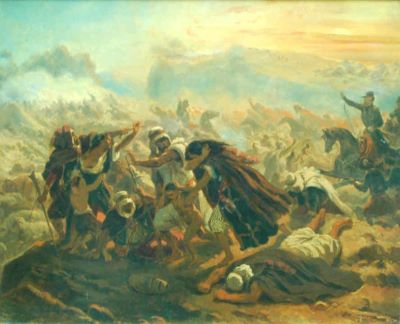 pictură - Bellange, Hippolyte Joseph Louis; Luptă cu arabii