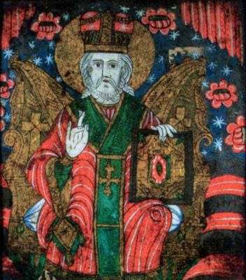 icoană pe sticlă - Popp Ioan din Făgăraș; Sfântul Nicolae Ierarh
