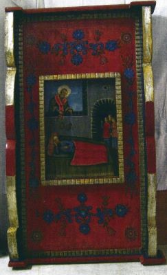 icoană pe lemn; Scene din viața Sfântului Nicolae
