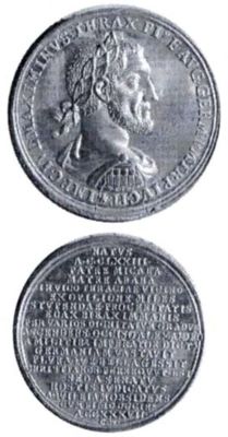 Medalie dedicată împăratului Maximinus Thrax