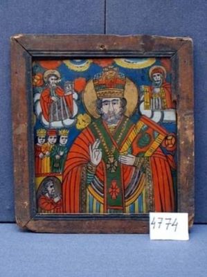 icoană pe sticlă; Sfântul Nicolae