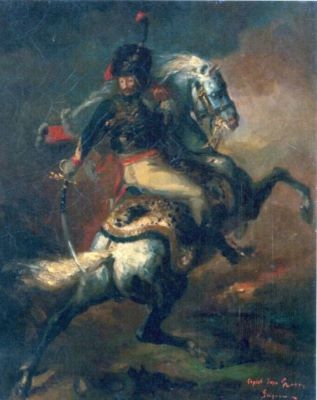 pictură - Grigorescu, Nicolae; Ofițer de vânători călare (Copie după Gericault)