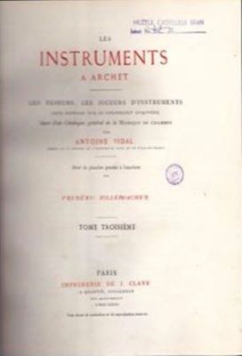 carte - Vidal, Antoine; Les instruments a archet