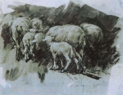 desen - Grigorescu, Nicolae; Pâlc de oi