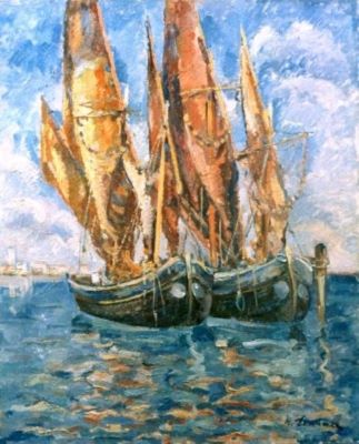 pictură - Dărăscu, Nicolae; Bărci la Veneția