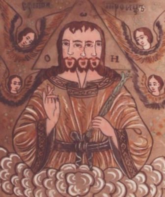 icoană pe sticlă - Poienaru, Simion; Sfânta Treime