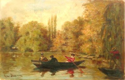 pictură - Aman, Theodor; Cu barca pe lac