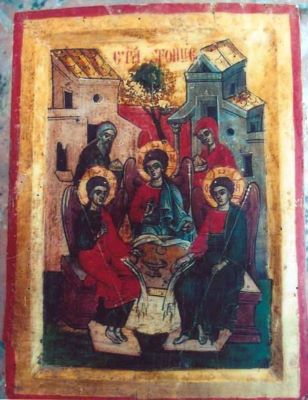 icoană - Preda și Marin; Sfânta Treime, patriarhul Avraam și Sara