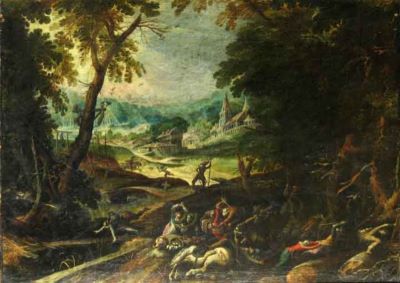 pictură - Valckenborch, Friedrich; Atacul hoților